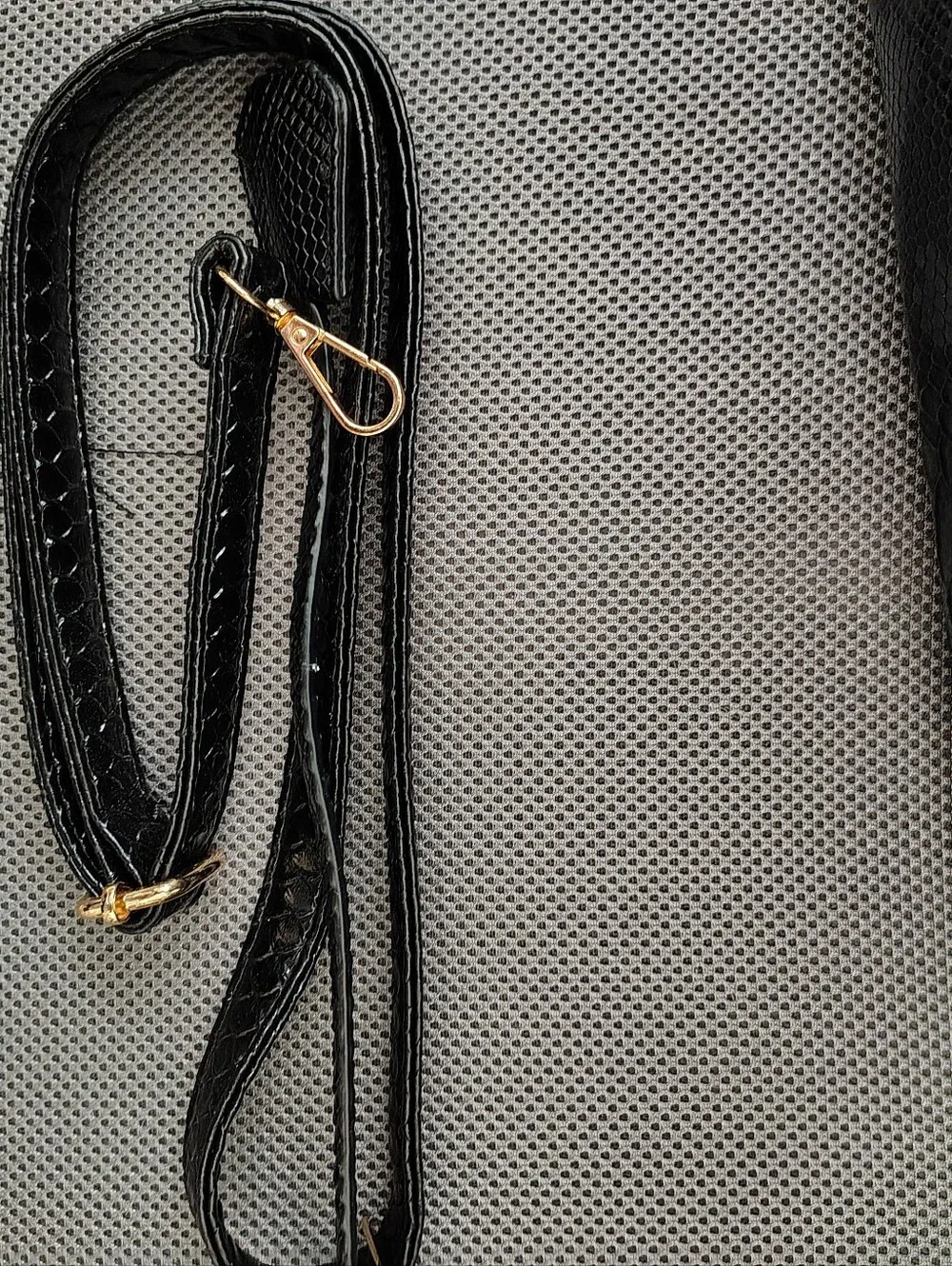Brand New Fashion bag  Black Faux Snake-Texture Top-Handle with Gold Hardware